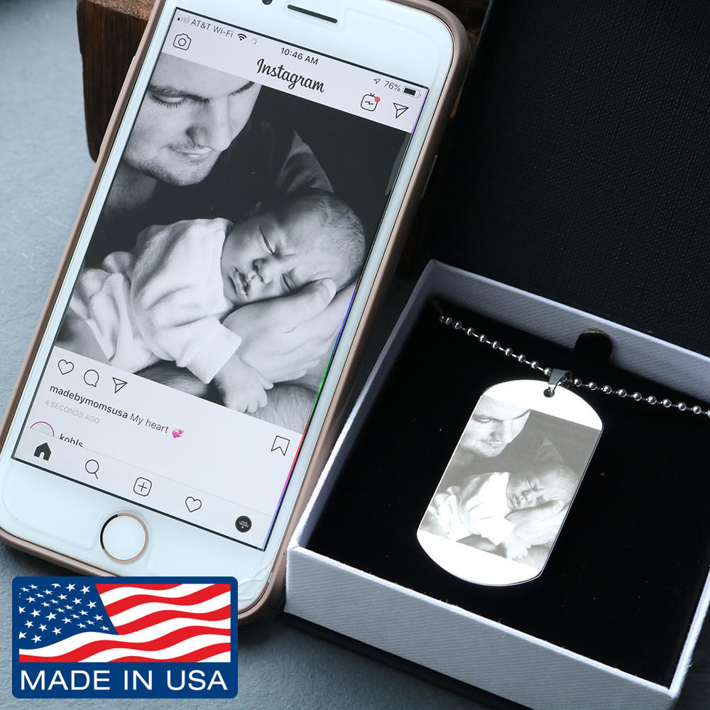 Photo Etched Dog Tag with Ball Chain