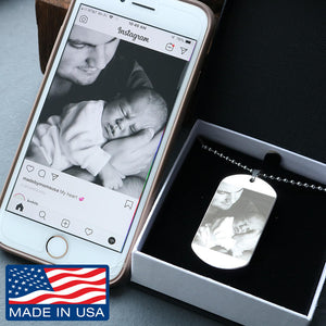 Photo Etched Dog Tag with Ball Chain