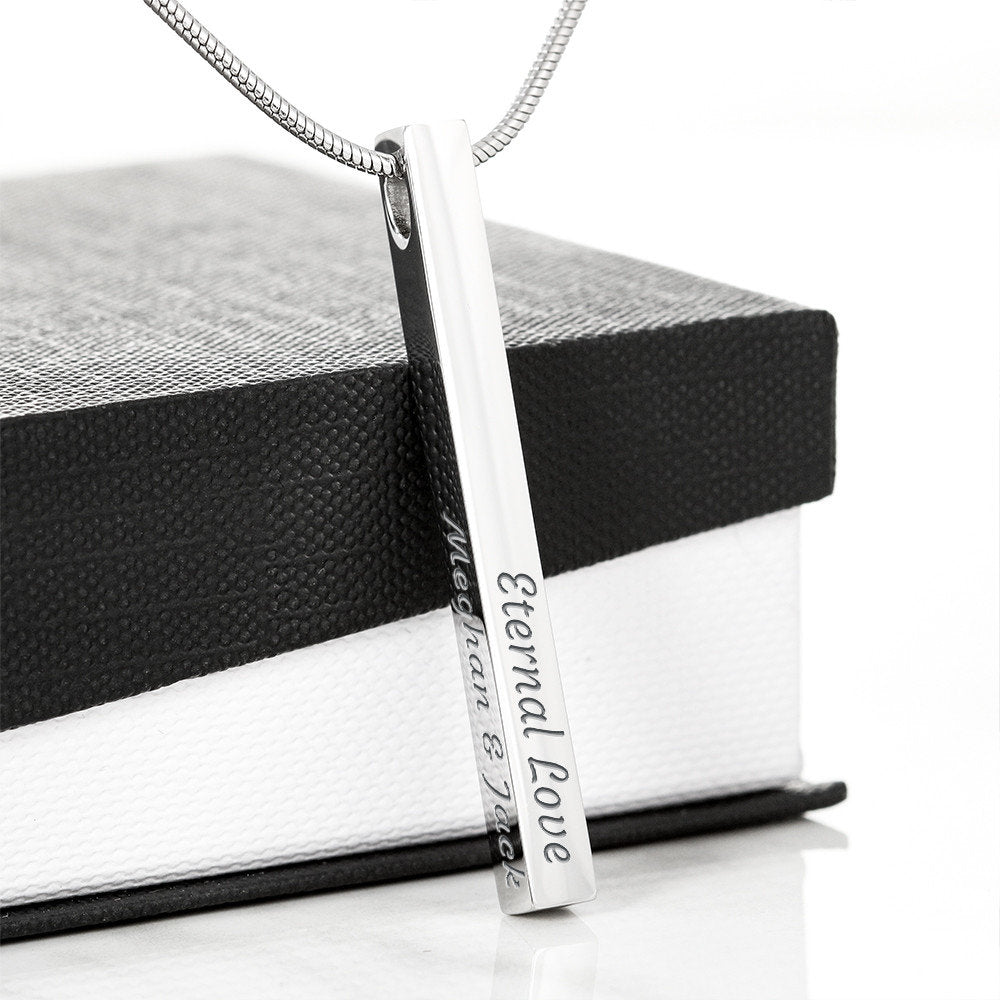 Engraved 4 Sided Stick Necklace - Personalize Yours!