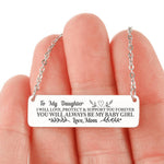 To My Daughter. Horizontal Bar Necklace