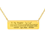 To My Daughter. Horizontal Bar Necklace
