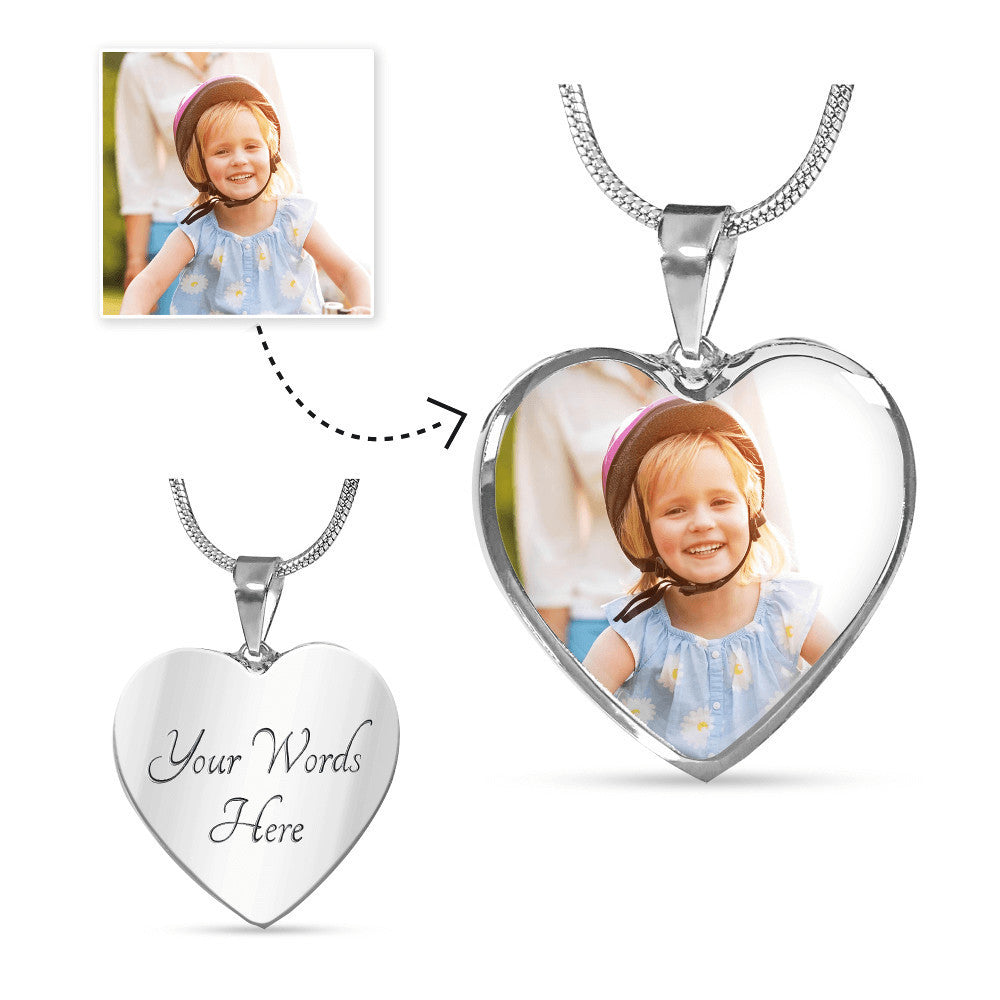 Heart Silver Adjustable Luxury Necklace [Custom Photo] + [Custom Engraving]