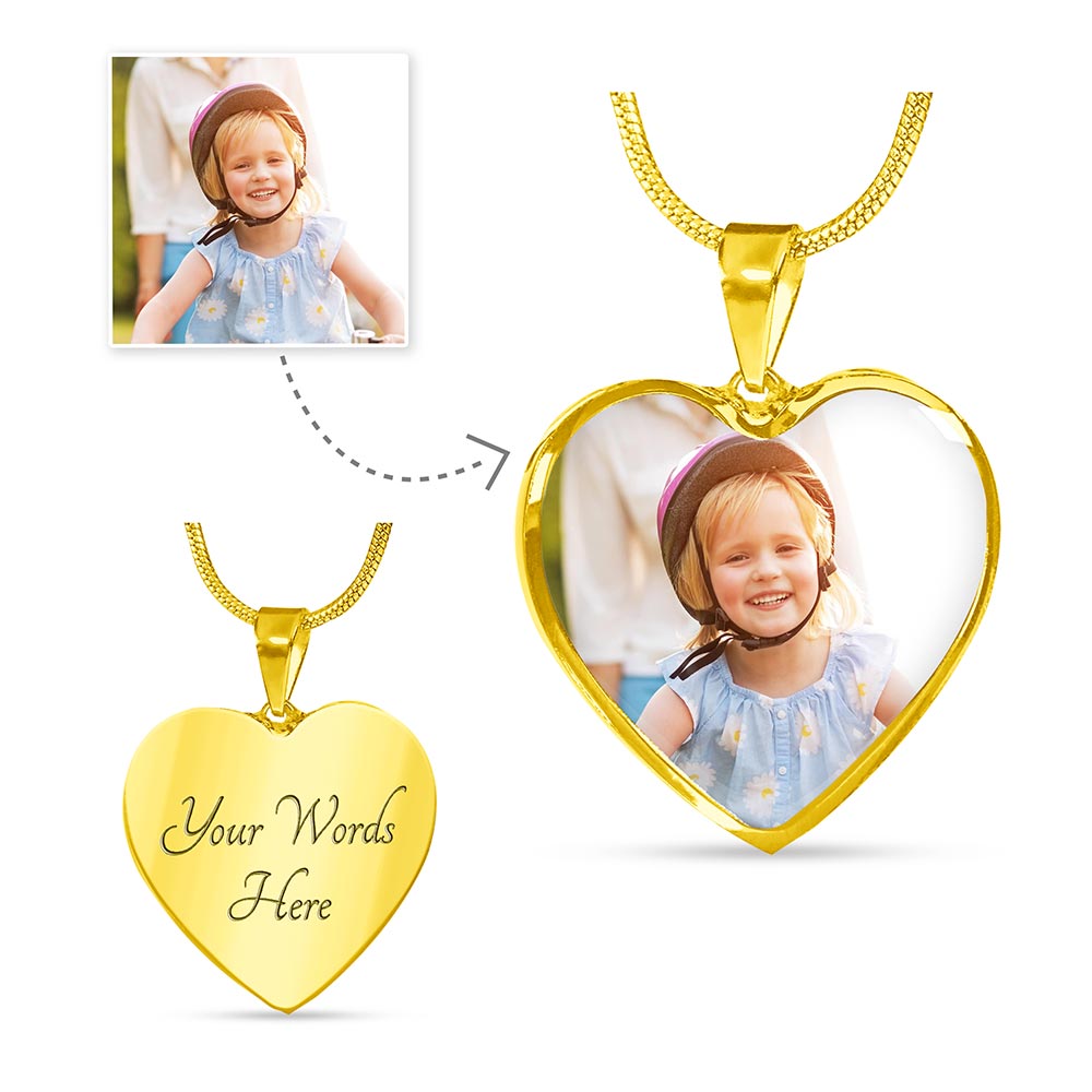 Heart Silver Adjustable Luxury Necklace [Custom Photo] + [Custom Engraving]
