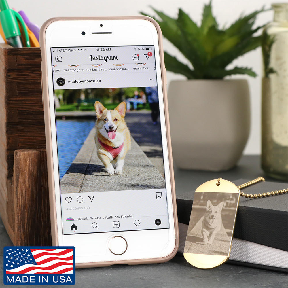 Photo Etched Dog Tag with Ball Chain