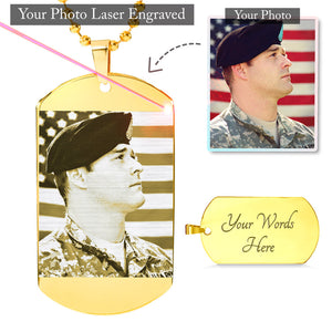 Photo Etched Dog Tag with Ball Chain